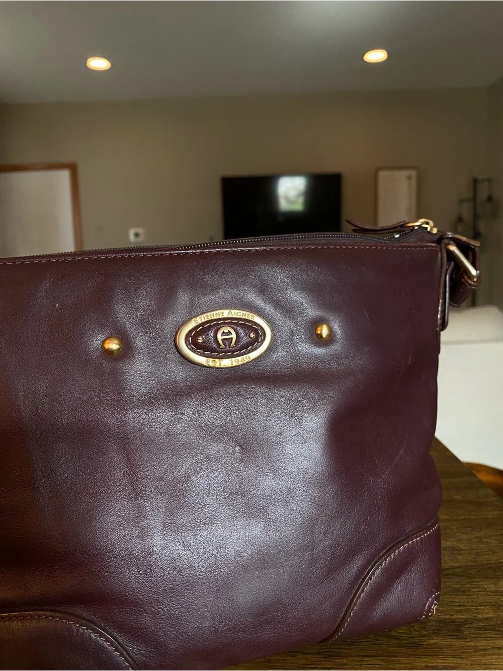 Vintage Etienne Aigner Burgundy Leather Shoulder Bag - Picture 3 of 9